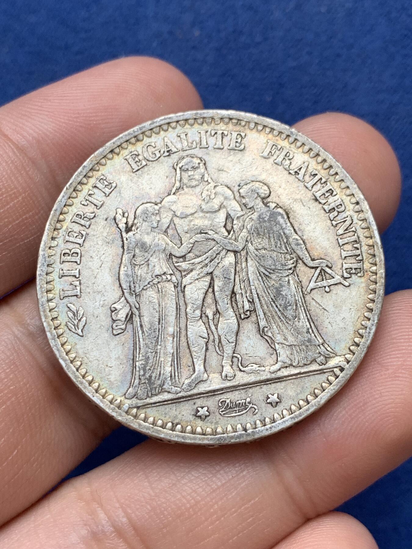 《竞宝斋》第299场- 周日，周一  2场连拍 （全场包邮） 1873年法国大力神5法郎银币