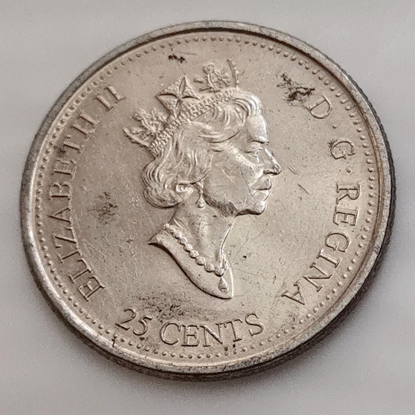 海外回流1元起拍小铺 各国钱币散币场 第15期 加拿大2000年图腾家庭25分纪念币