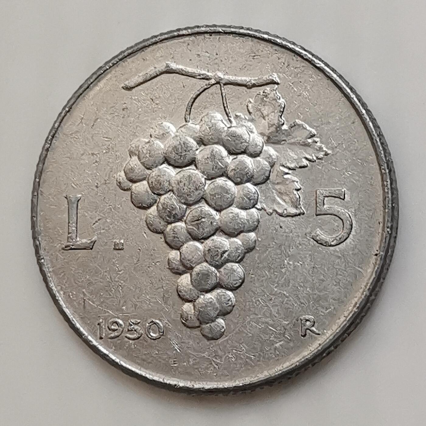 海外回流1元起拍小铺 各国钱币散币场 第15期 意大利1950年5里拉铝币