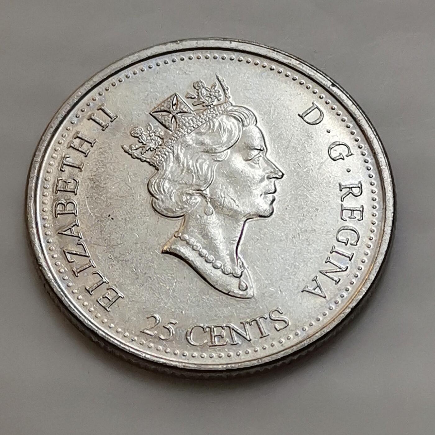 海外回流1元起拍小铺 各国钱币散币场 第15期 加拿大1999年25分纪念币