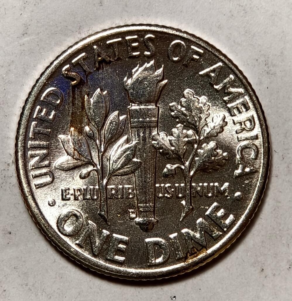 紫瑗钱币——第410期  美国 1955年 D版 罗斯福 10美分 2.5克 0.9银 BU 可评级