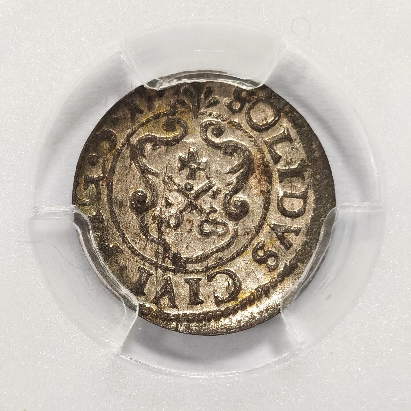 博洋堂“长夏未央”8月精品专场暨第089期（全场包邮） PCGS MS64 利沃尼亚（里加）1647-54年1苏勒德斯银币，稀见品种，PCGS冠军分