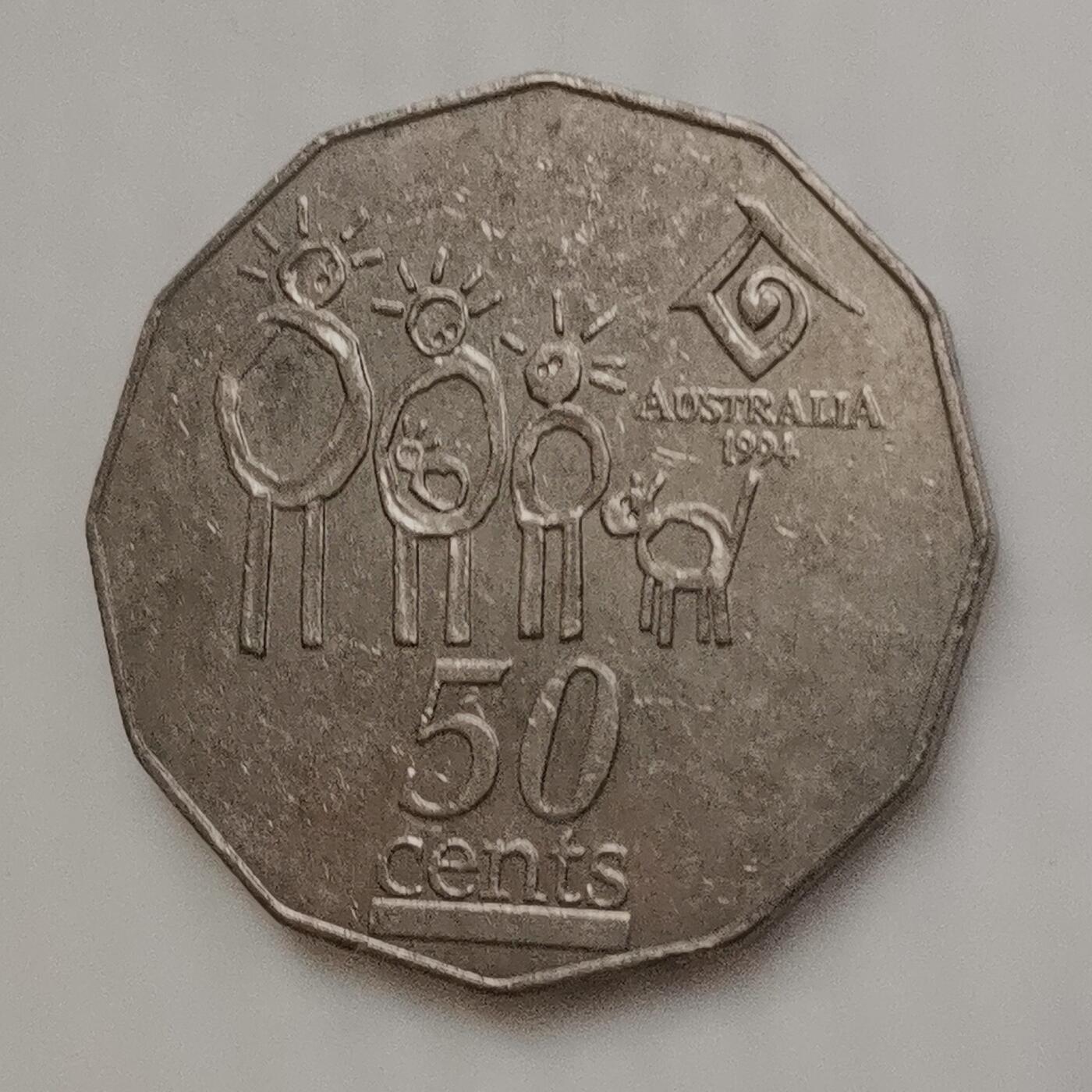 海外回流1元起拍小铺 各国钱币散币场 第15期 澳大利亚1994年50分 国际家庭年