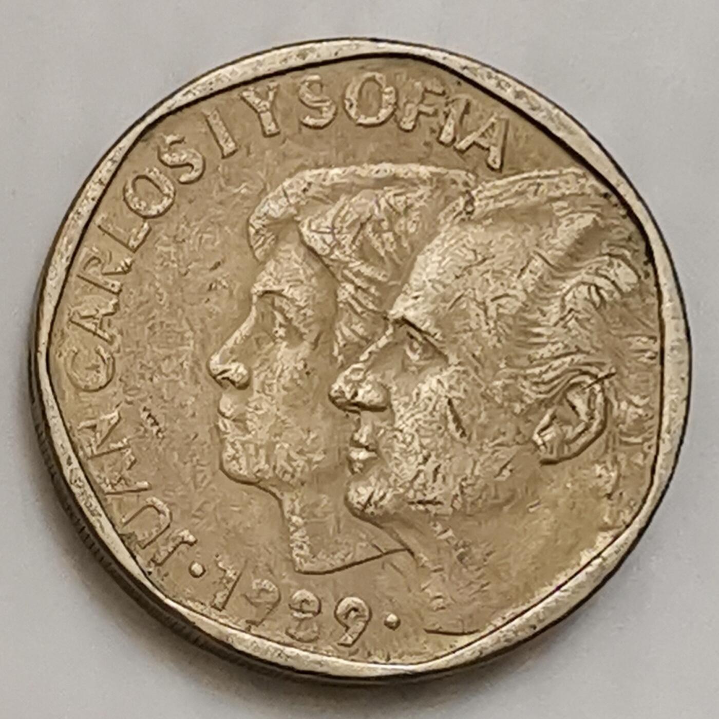 海外回流1元起拍小铺 各国钱币散币场 第15期 西班牙1989年卡洛斯苏菲亚夫妇500比塞塔大铜币