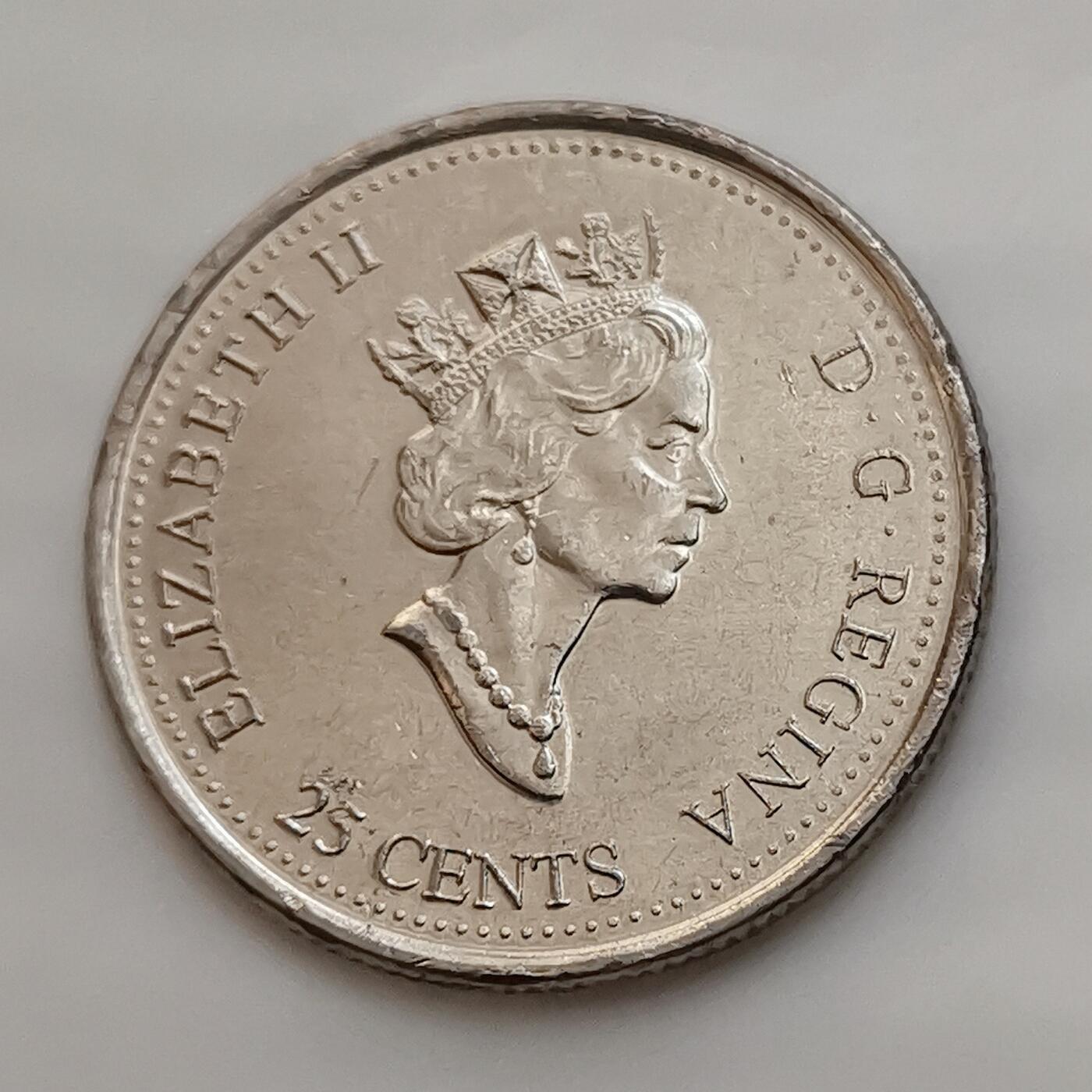 海外回流1元起拍小铺 各国钱币散币场 第15期 加拿大1999年25分纪念币