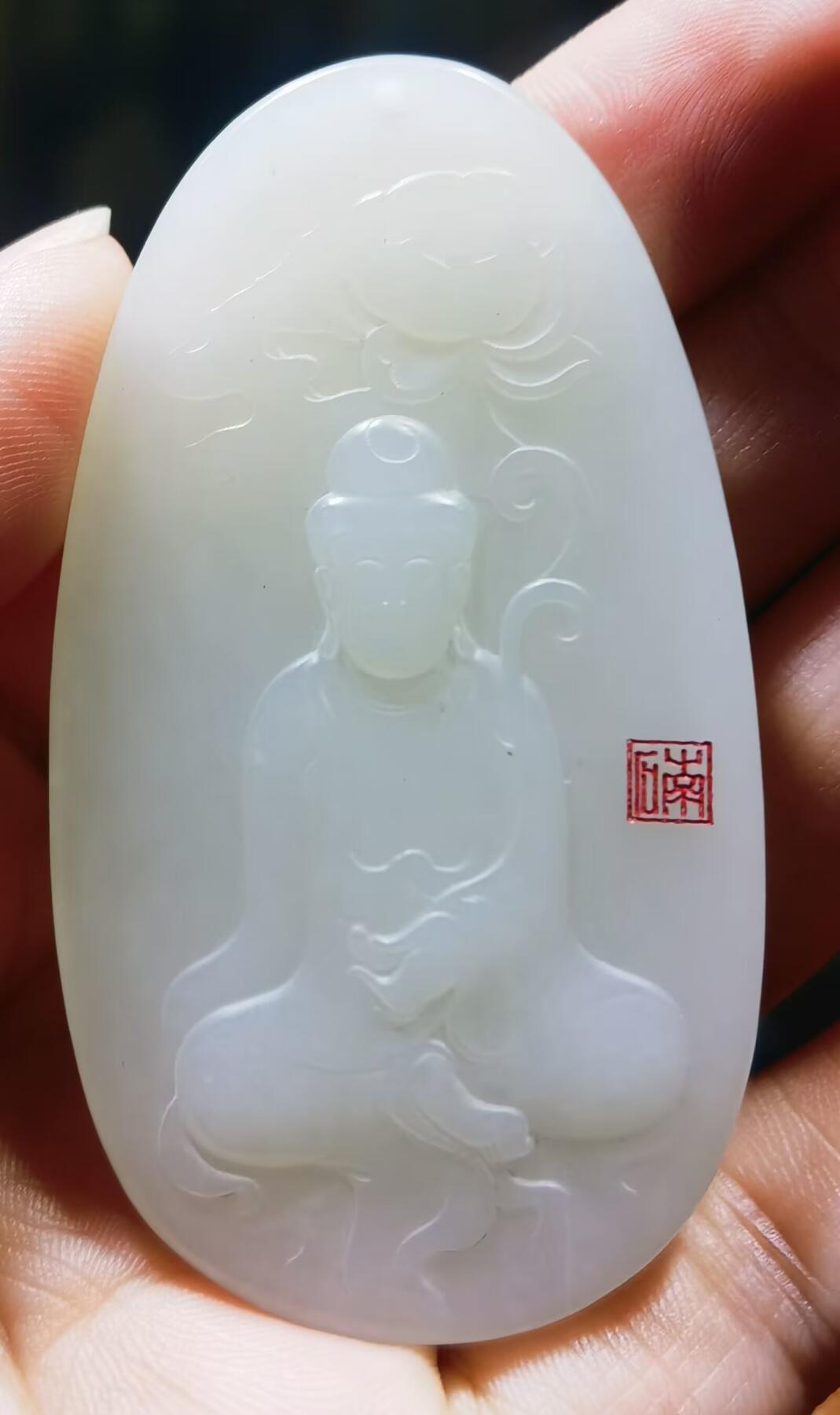 和田白玉观音牌