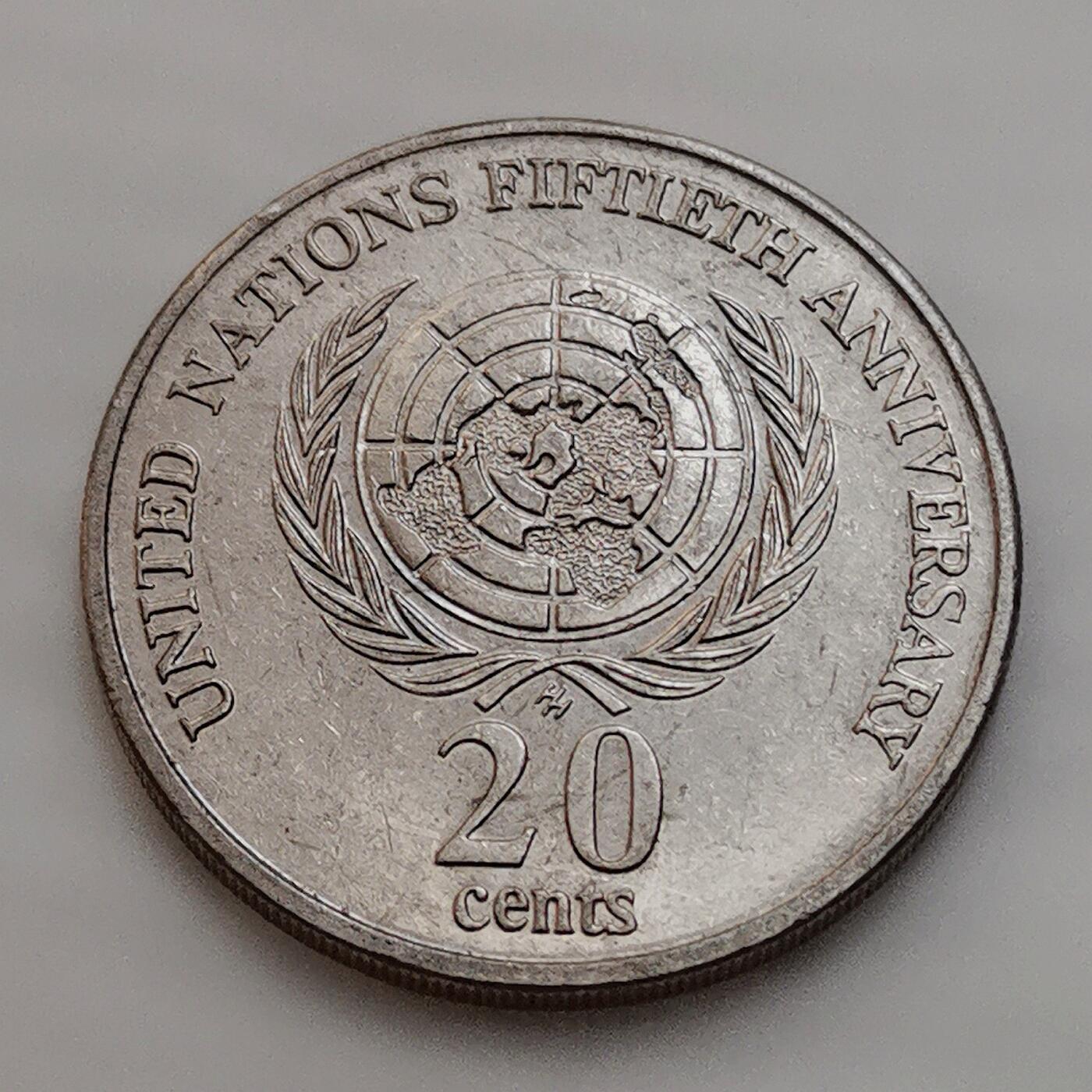 海外回流1元起拍小铺 各国钱币散币场 第15期 澳大利亚1995年20分纪念币 联合国50周年