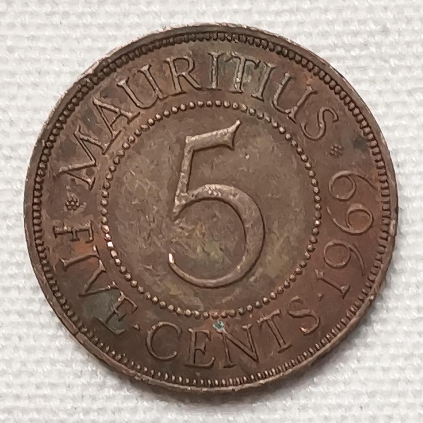 海外回流1元起拍小铺 各国钱币散币场 第15期 英属毛里求斯1969年5分大铜币