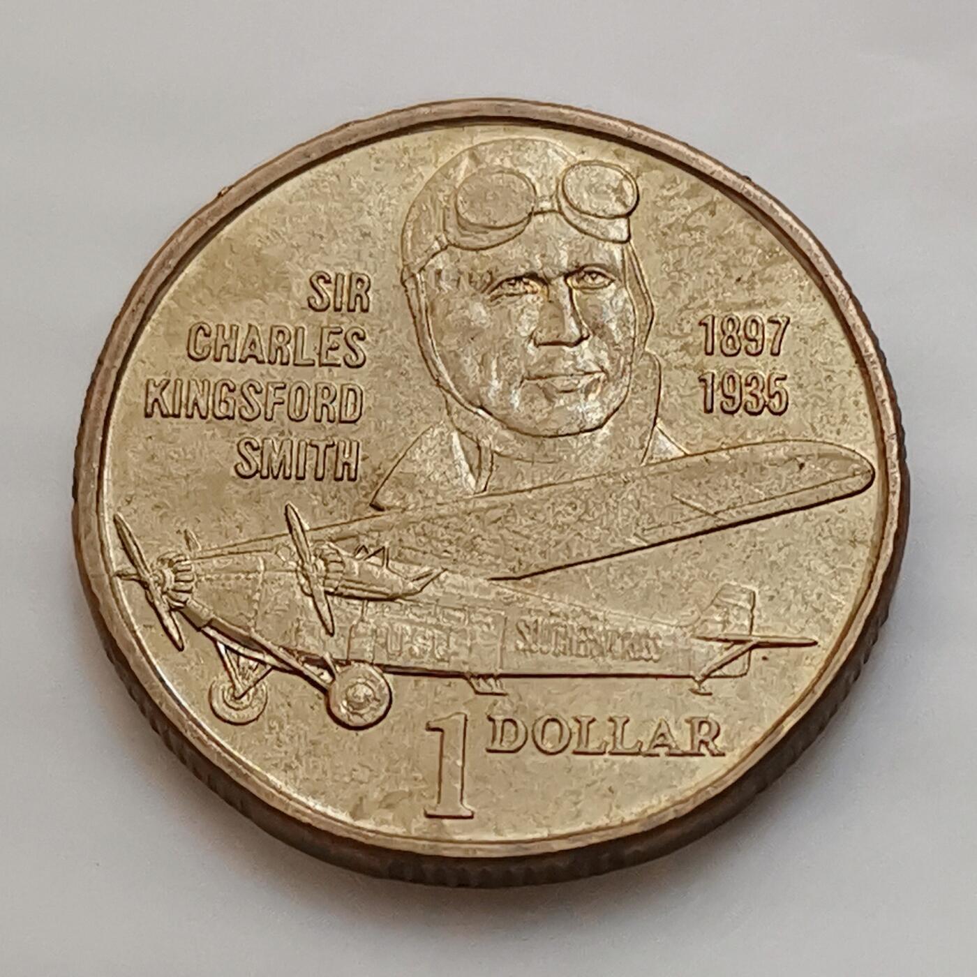 海外回流1元起拍小铺 各国钱币散币场 第15期 好品 澳大利亚1997年1元 飞行员查尔斯百年纪念币