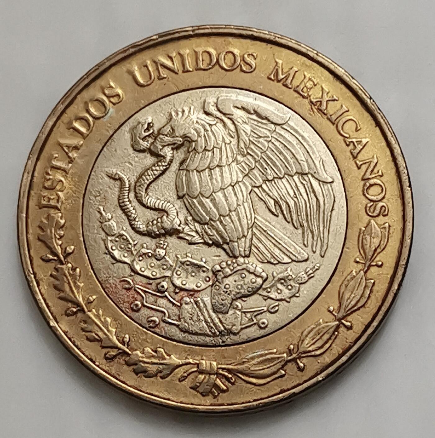 海外回流1元起拍小铺 各国钱币散币场 第15期 2000年墨西哥10玛雅图腾 双色金属币