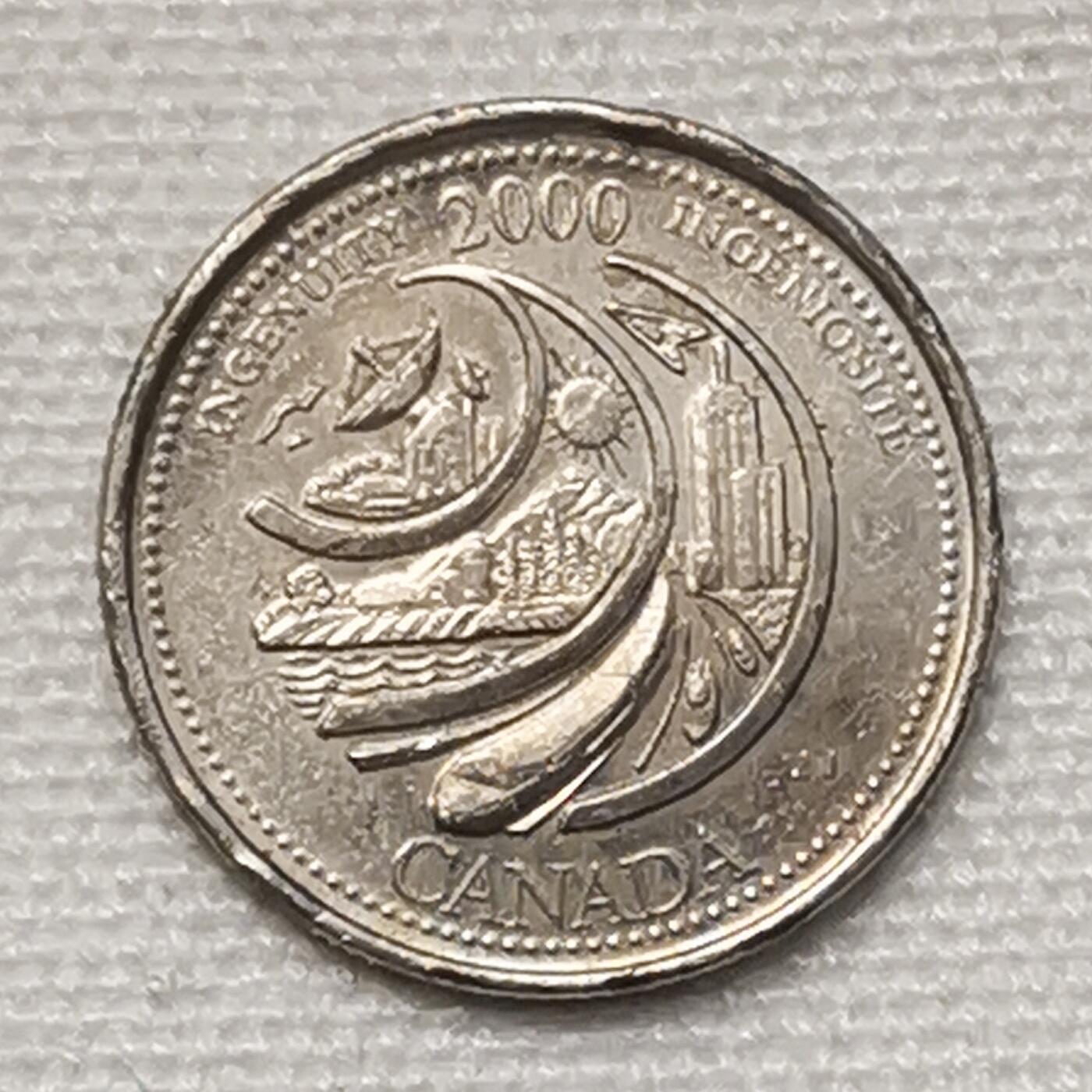 海外回流1元起拍小铺 各国钱币散币场 第15期 加拿大2000年迎接千禧年25分纪念币