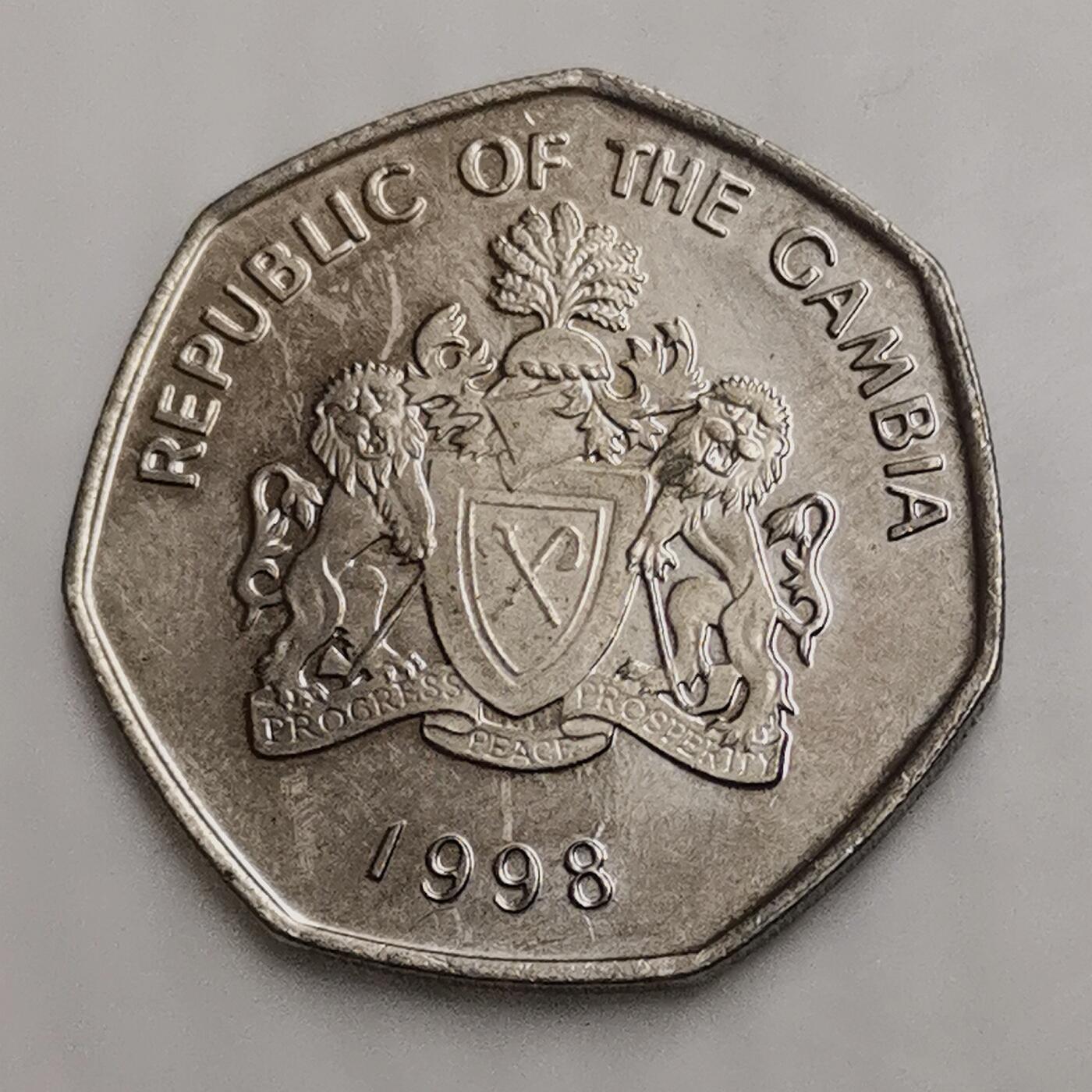 海外回流1元起拍小铺 各国钱币散币场 第15期 冈比亚1998年1达拉西硬币 好品