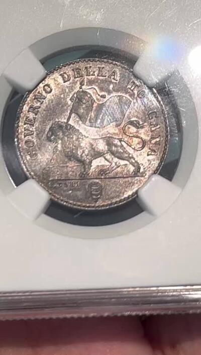 NGC-MS63 1859图斯卡纳临时政府狮子扛旗福林银币