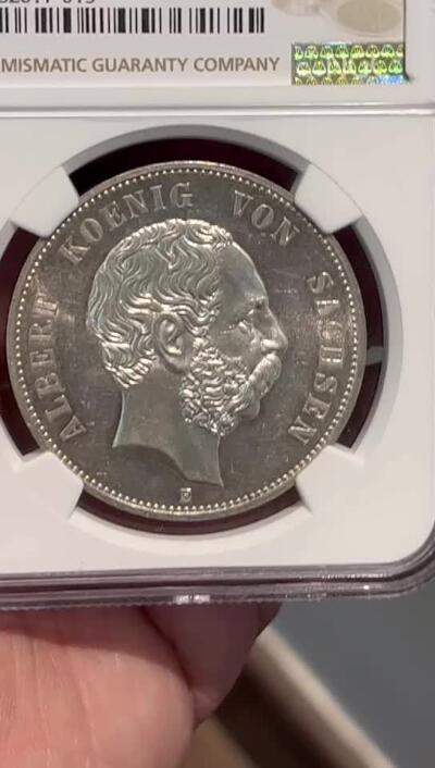 NGC-MS62 1899E萨克森阿尔伯特5马克银币 特年冠军分