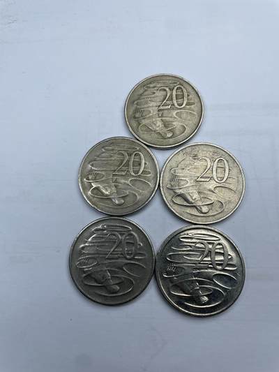 每日一拍，2024年集古藏今外币拍卖第十三期-第7场—（总第127拍），可以寄存60天，满160元包邮。 - 澳大利亚20分5枚