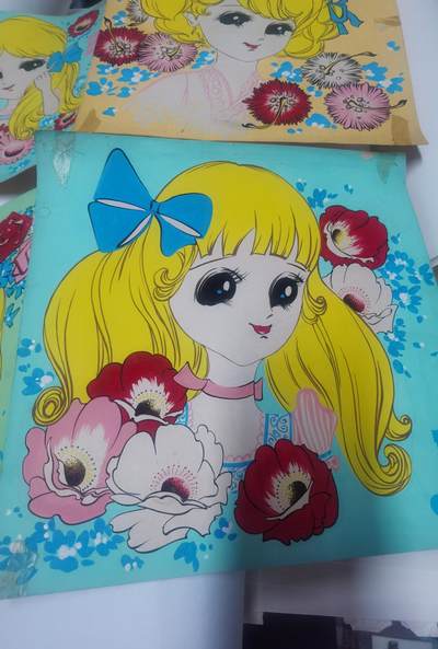 早期老手绢画稿彩色原稿四幅 早期老手绢画稿彩色原稿四幅