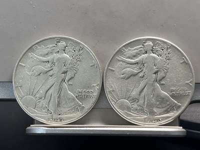 【币观天下】第274钱币拍卖-2024.8,23周五晚上七点半场 - 美国行走女神半圆 2枚 900银