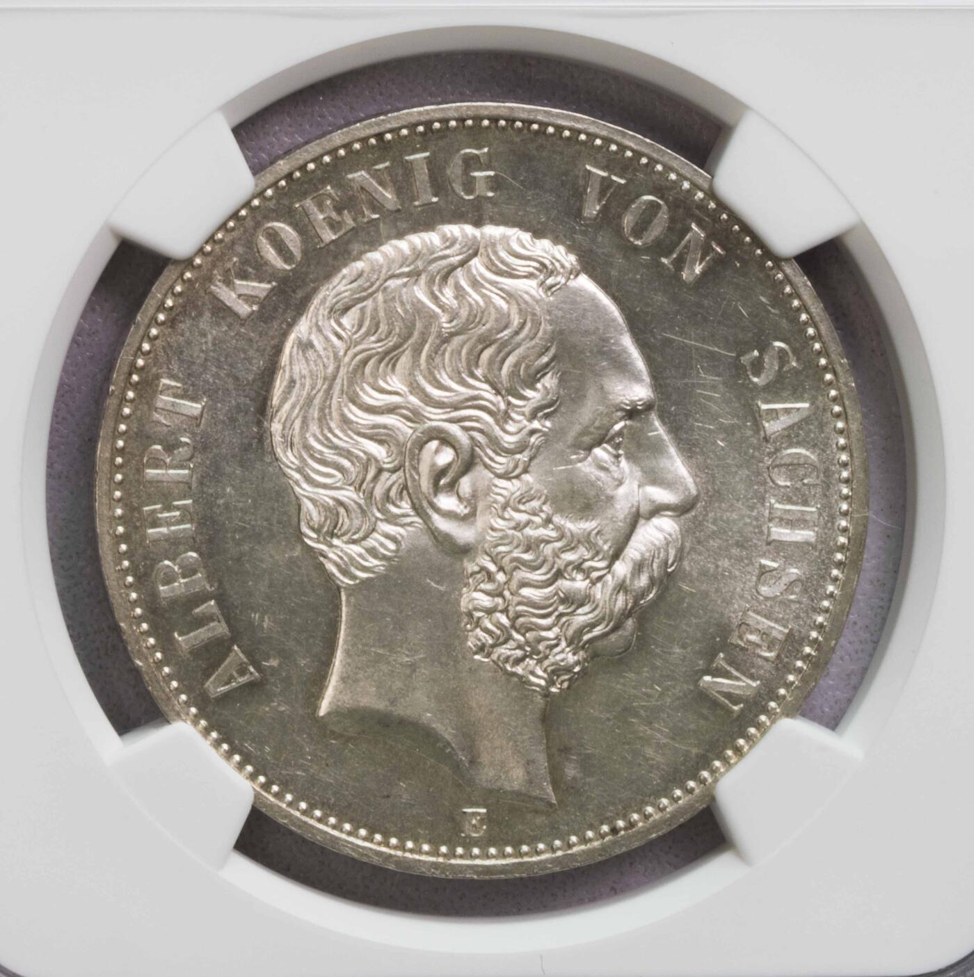 NGC-MS62 1899E萨克森阿尔伯特5马克银币 特年冠军分