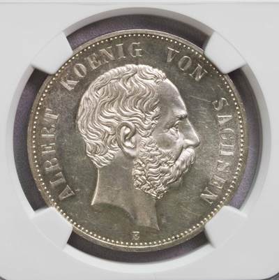 NGC-MS62 1899E萨克森阿尔伯特5马克银币 特年冠军分 - NGC-MS62 1899E萨克森阿尔伯特5马克银币 特年冠军分