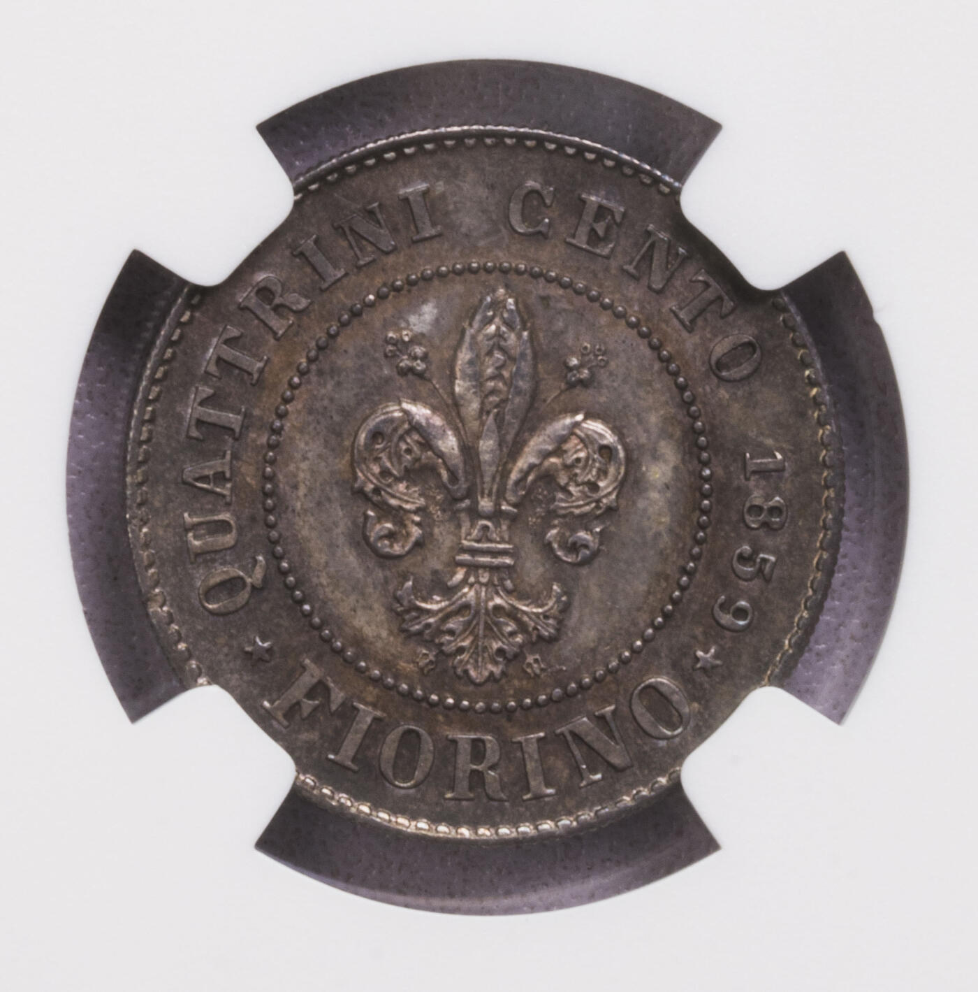 NGC-MS63 1859图斯卡纳临时政府狮子扛旗福林银币