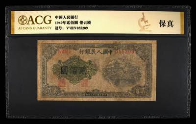 1949年贰佰圆 排云殿 保真 - 1949年贰佰圆 排云殿 保真