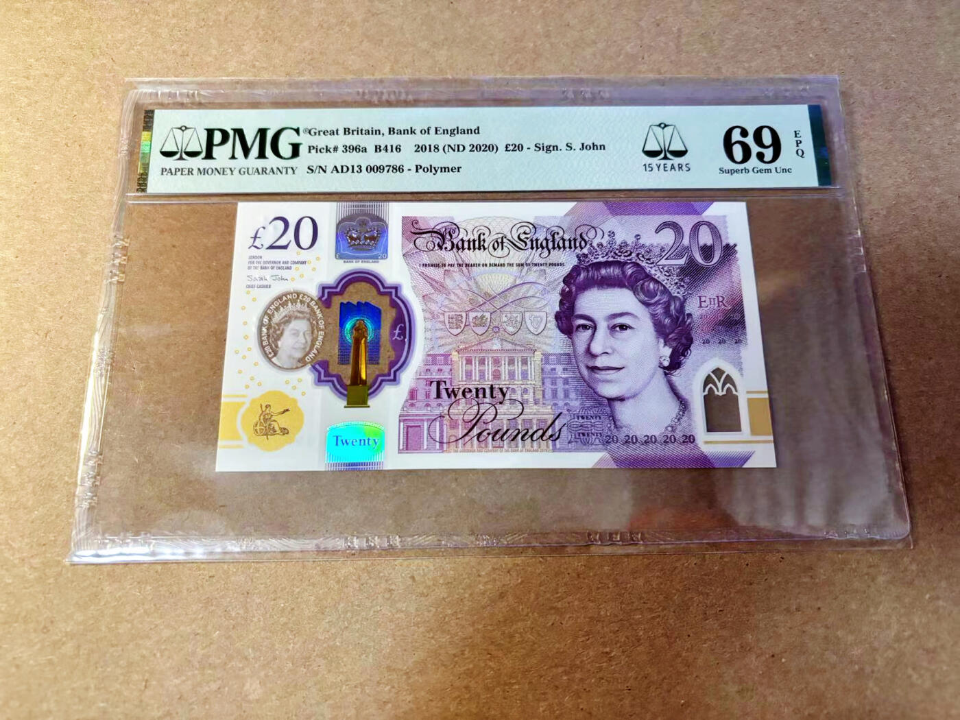 【Blue Auction】✨世界纸币精拍第532期【精】 英国 2018年20镑 PMG69EPQ 近满分 
