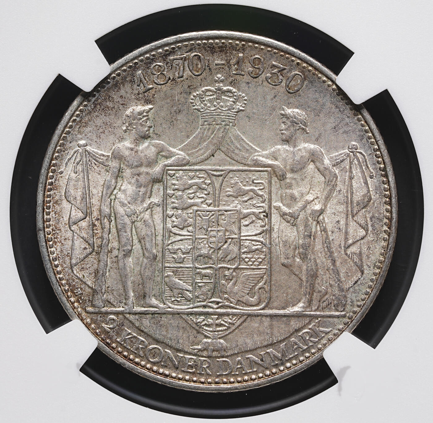 修遠堂世界钱币第三十七期 全场包邮 NGC MS64 1930年丹麦国王60大寿纪念2克朗银币