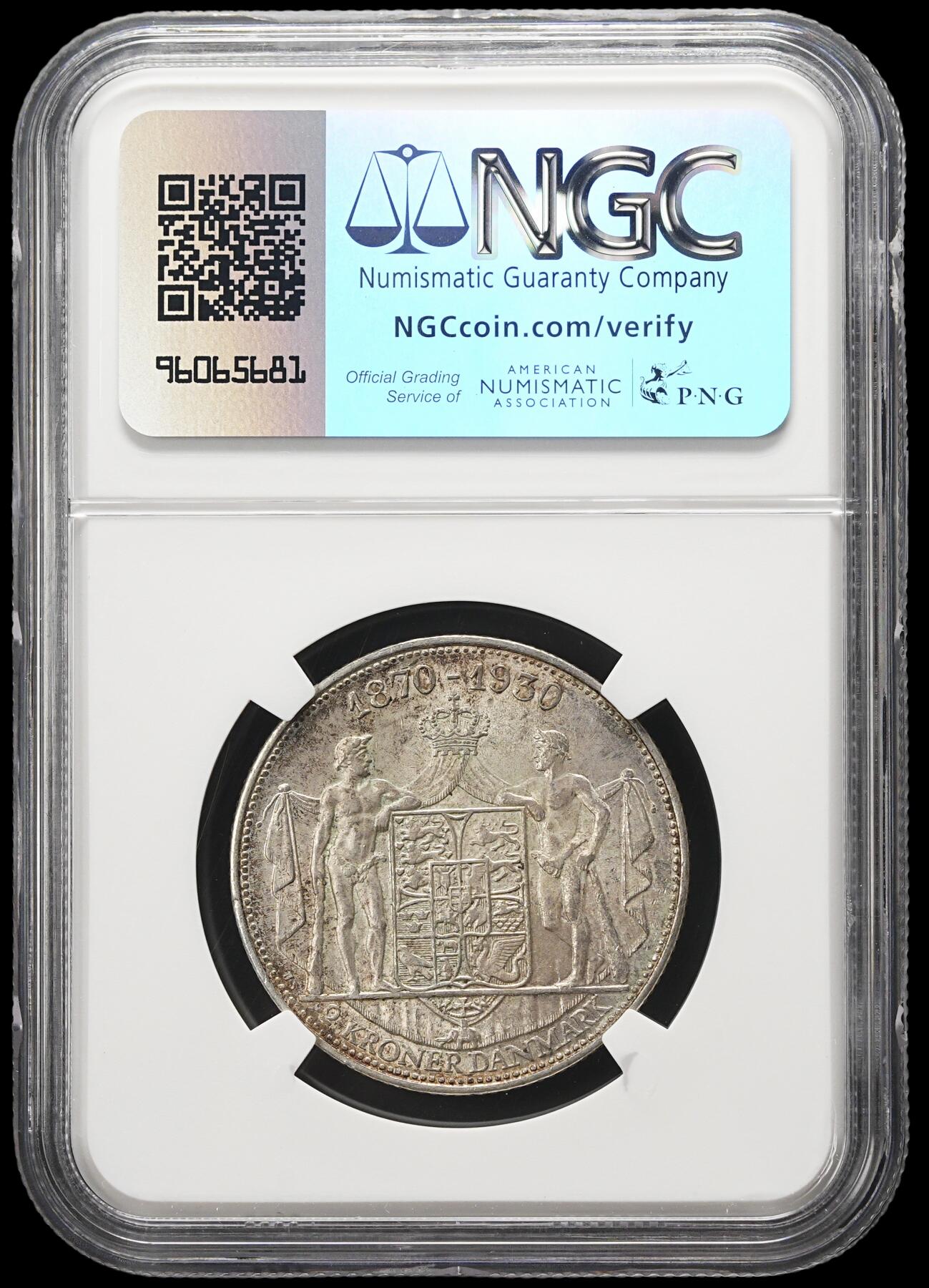 修遠堂世界钱币第三十七期 全场包邮 NGC MS64 1930年丹麦国王60大寿纪念2克朗银币