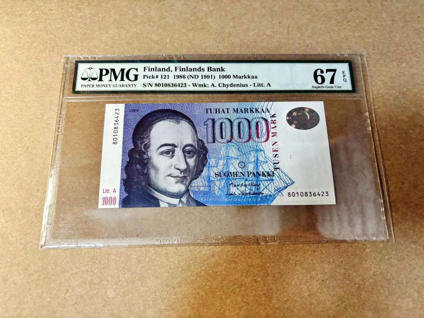 【Blue Auction】✨世界纸币精拍第532期【精】  芬兰 1991年1000马克 PMG67EPQ 高分 最高值精美 