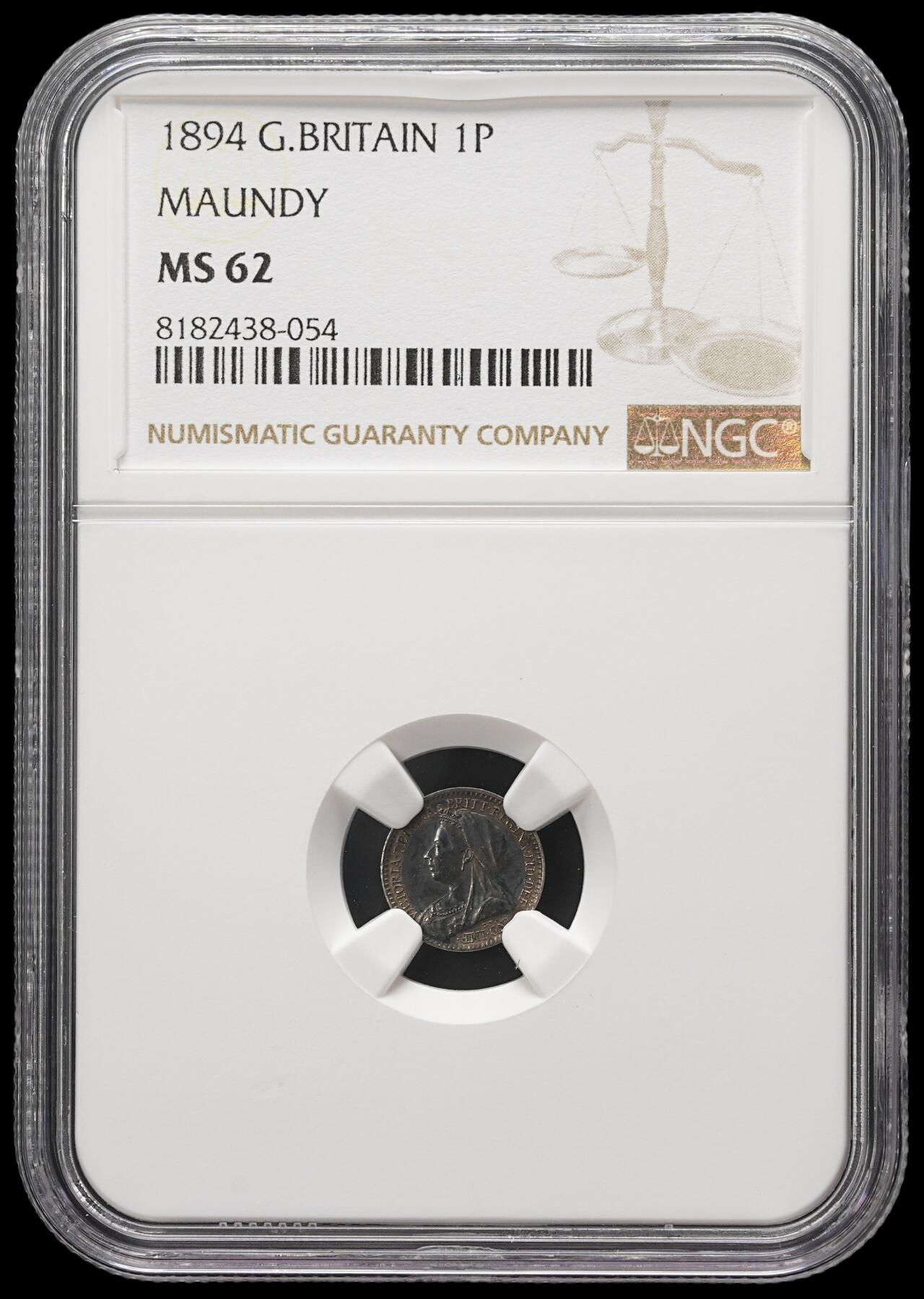 修遠堂世界钱币第三十七期 全场包邮 重包浆 NGC MS62 1894年英国1便士濯足银币