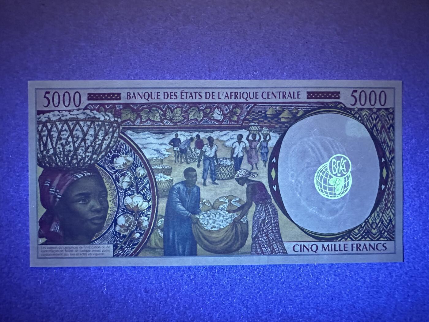 《张总收藏》164期-周日外币超精品 中非法郎5000法郎 UNC 1993-2001年 加蓬版