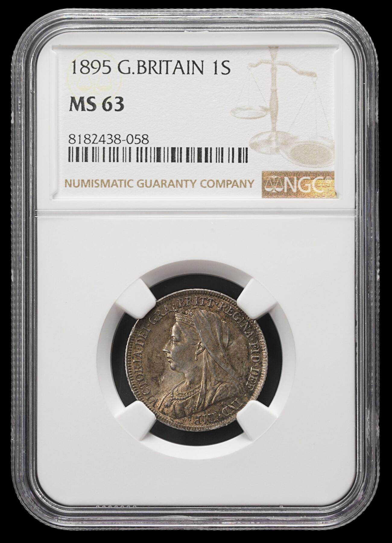 修遠堂世界钱币第三十七期 全场包邮 NGC MS63 1895年英国1先令银币