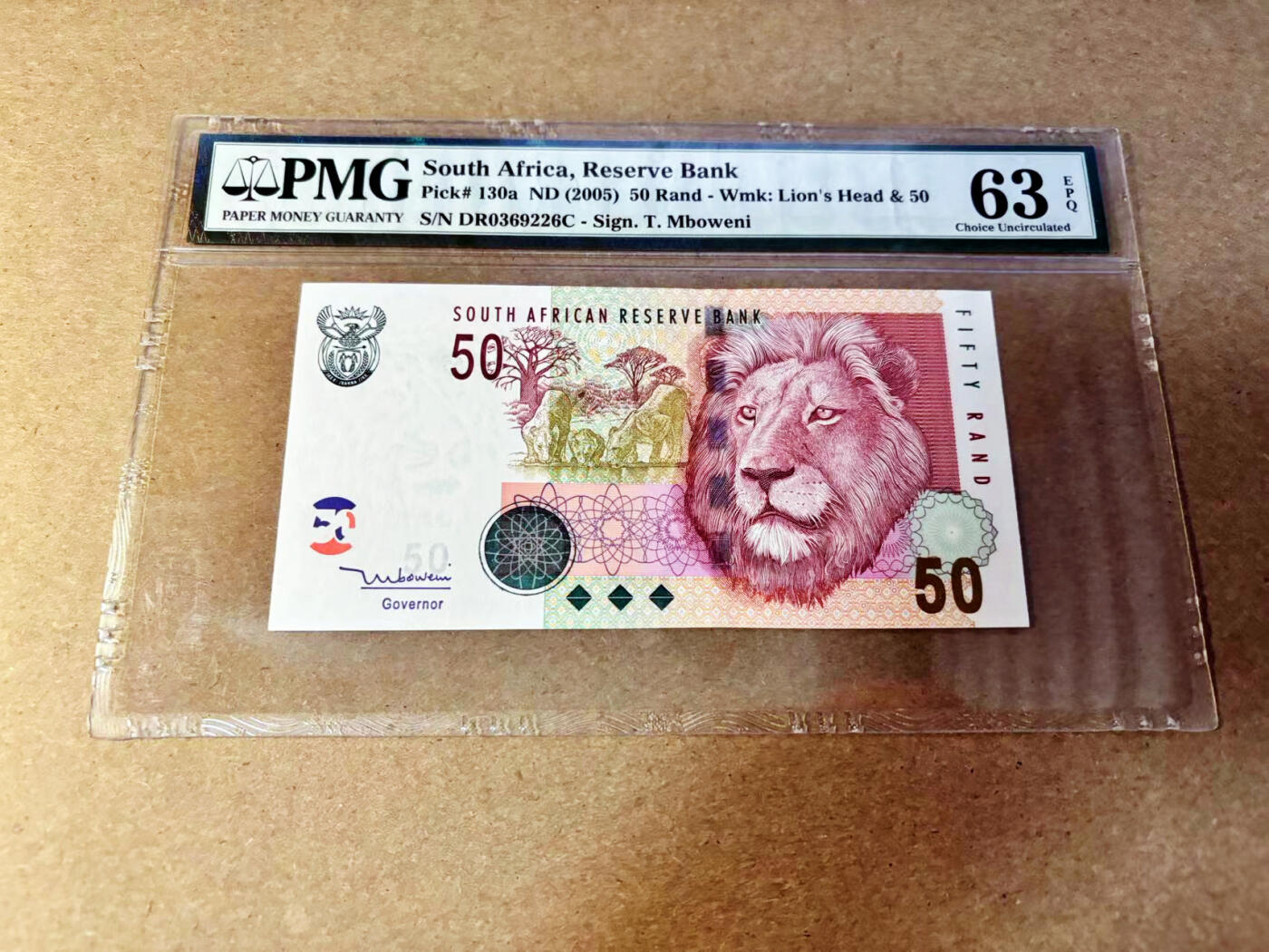 【Blue Auction】✨世界纸币精拍第532期【精】 【无47】南非 2005年50兰特 PMG63EPQ 