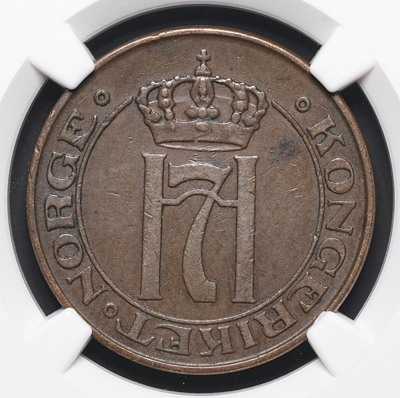 修遠堂世界钱币第三十七期 全场包邮 NGC AU50BN 1916年挪威5欧尔铜币 少见年份 仅铸造30万枚