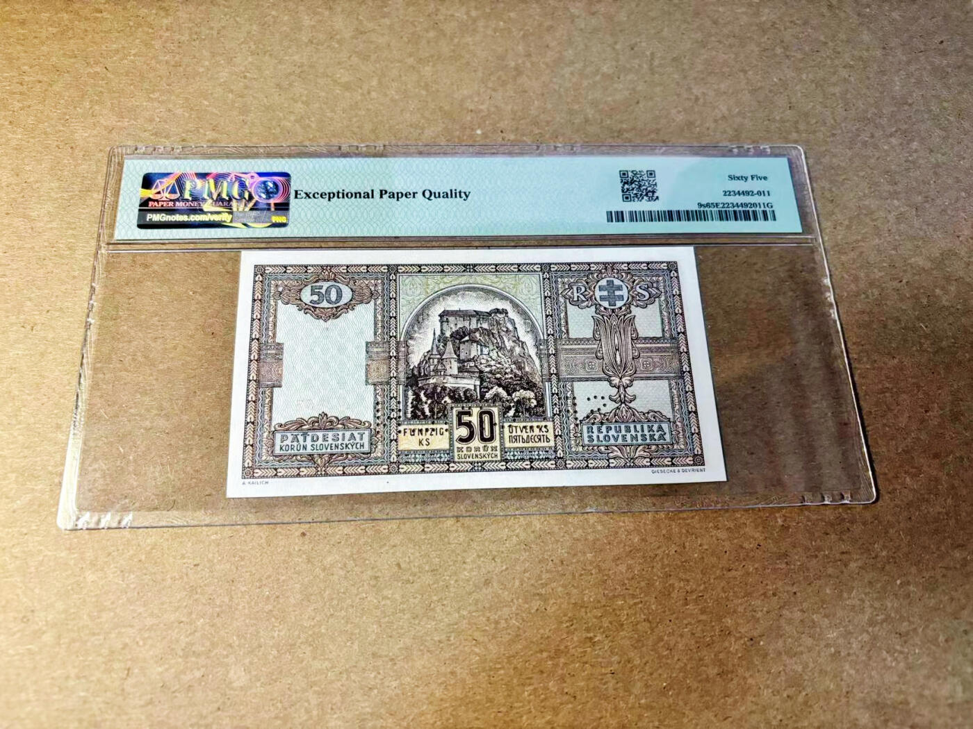 【Blue Auction】✨世界纸币精拍第532期【精】 【样钞】斯洛伐克 1940年50克朗 PMG65EPQ 