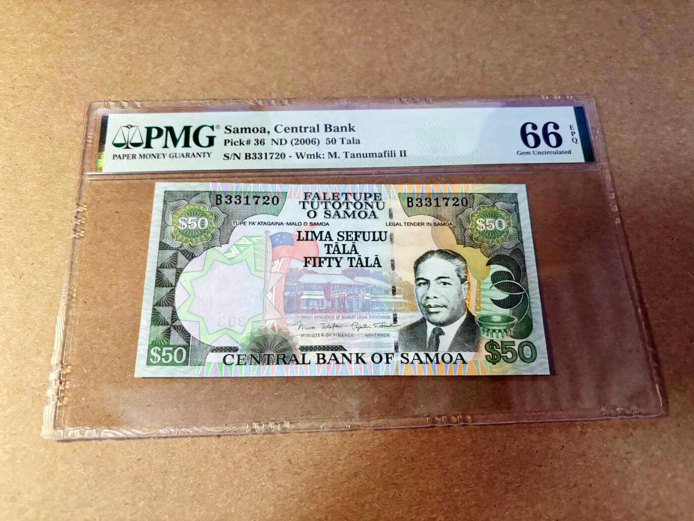 【Blue Auction】✨世界纸币精拍第532期【精】 萨摩亚 2006年50塔拉 PMG66EPQ 
