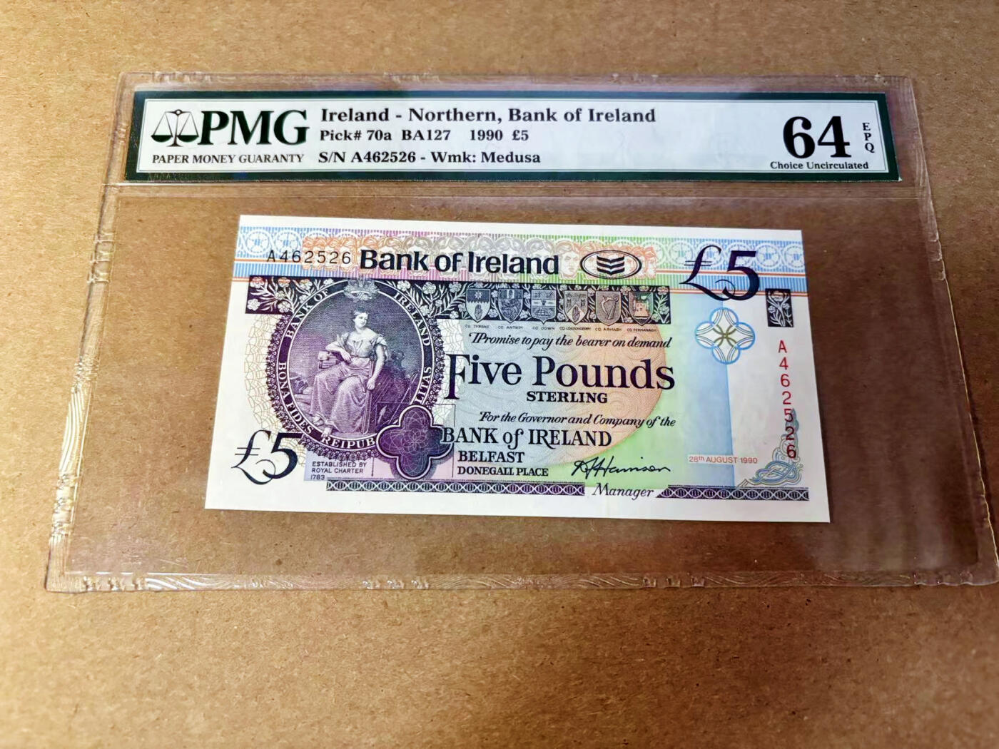 【Blue Auction】✨世界纸币精拍第532期【精】 北爱尔兰 1990年5镑 PMG64EPQ 