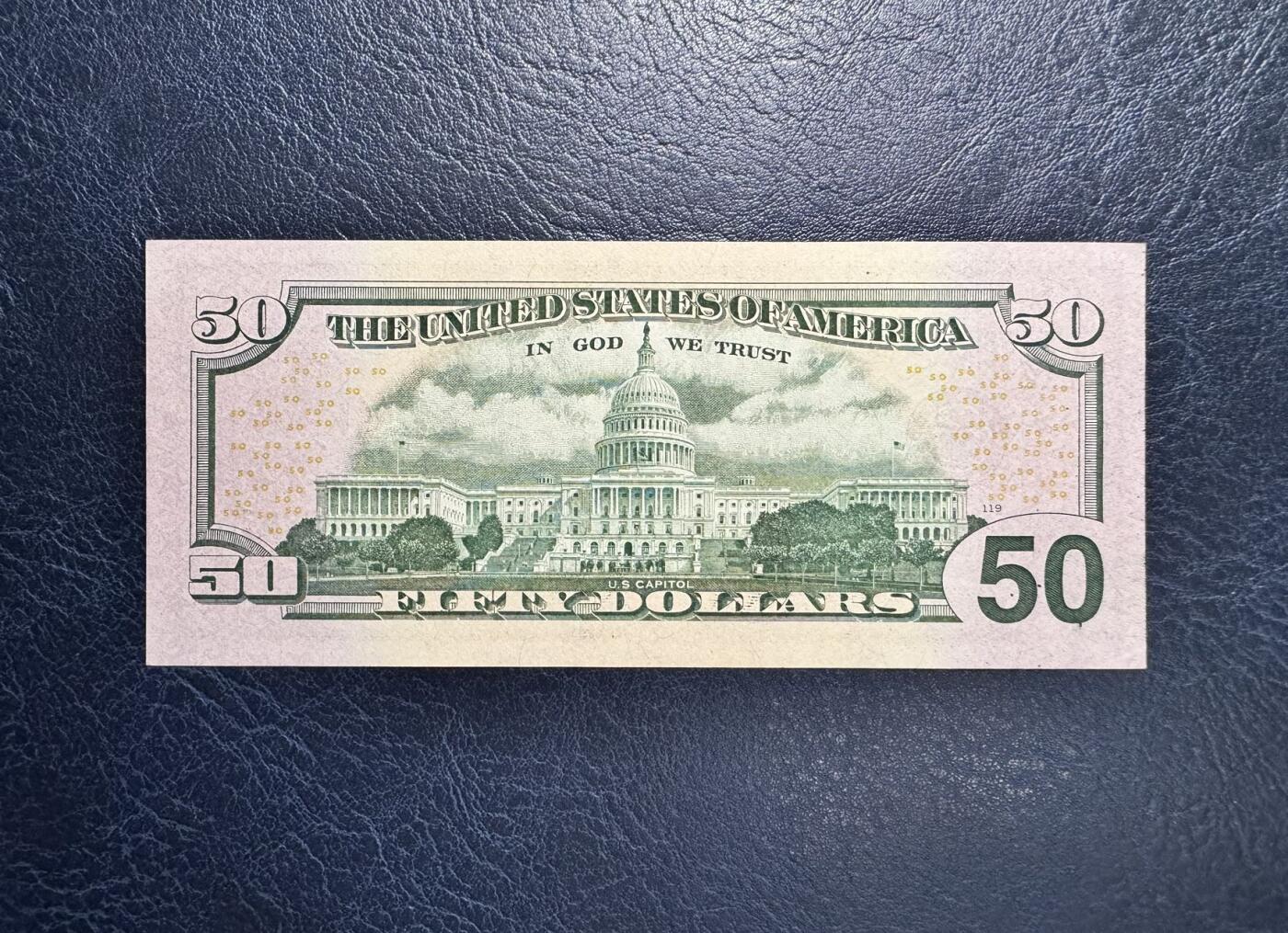 收藏联盟Quantum Auction 第371期拍卖  美国联邦2013年50元豹子号 品相UNC