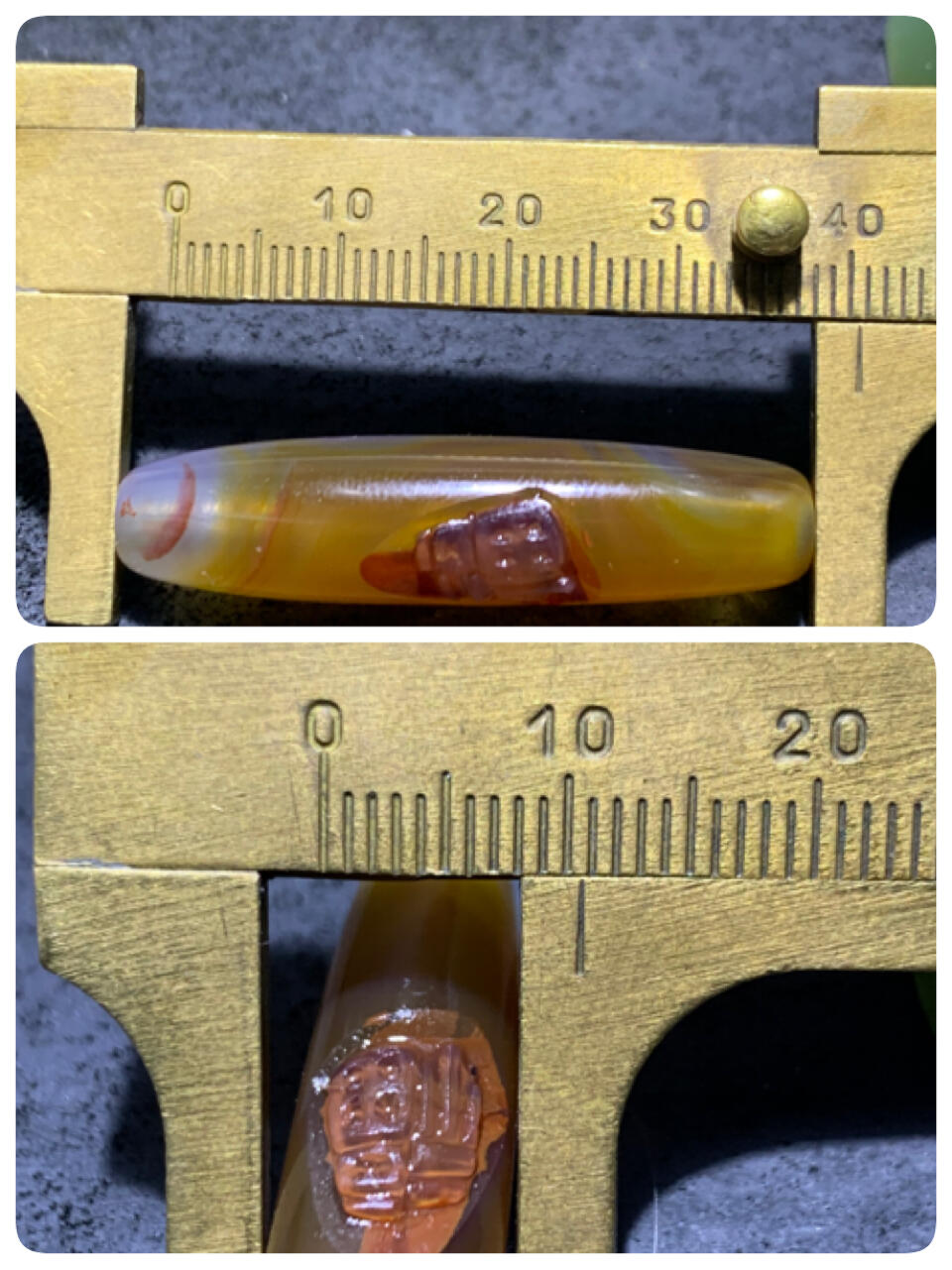 精美亚光高玉化缠丝玛瑙手工雕刻福字桶珠一颗