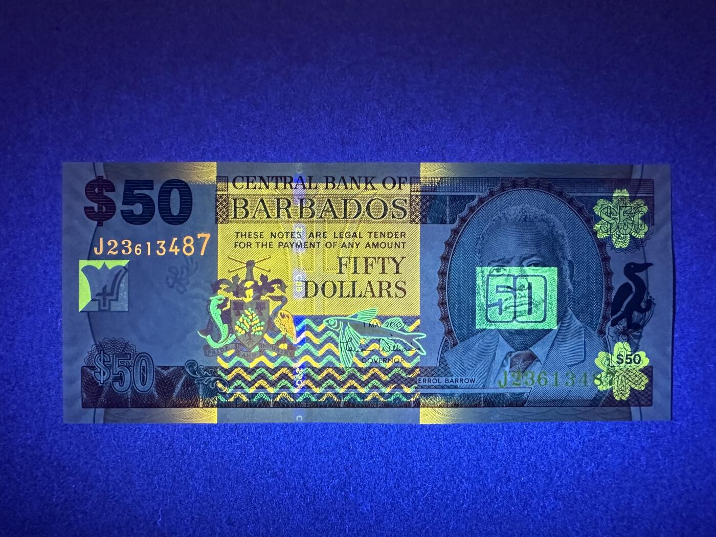《张总收藏》164期-周日外币超精品 巴巴多斯50元 UNC 2007年 独立后第一任总理埃罗尔·巴罗