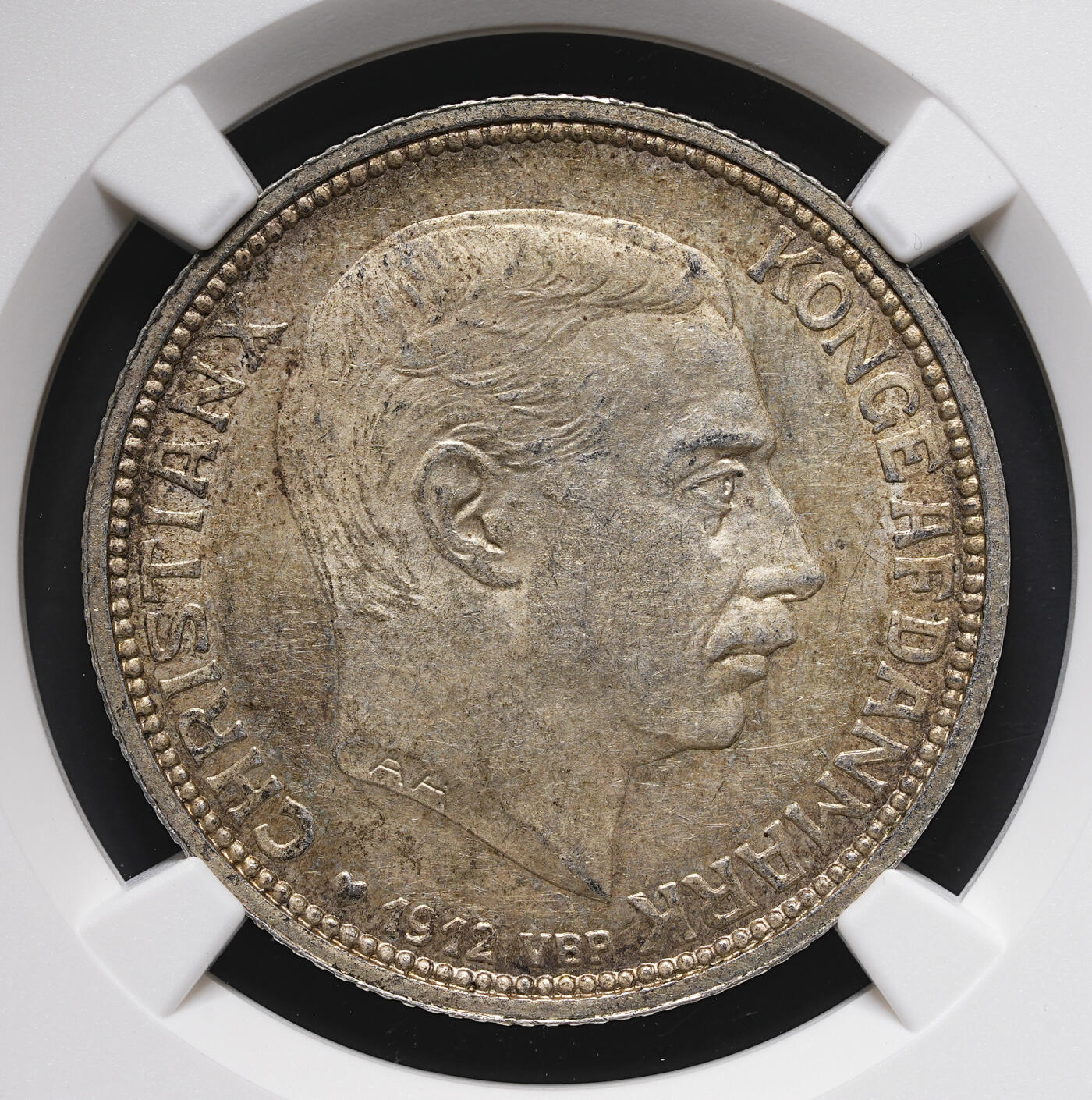 修遠堂世界钱币第三十七期 全场包邮 NGC MS63 1912年丹麦国王更迭纪念2克朗银币