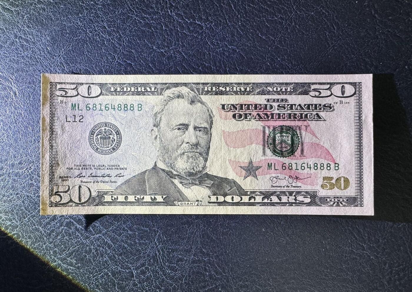 收藏联盟Quantum Auction 第371期拍卖  美国联邦2013年50元豹子号 品相UNC