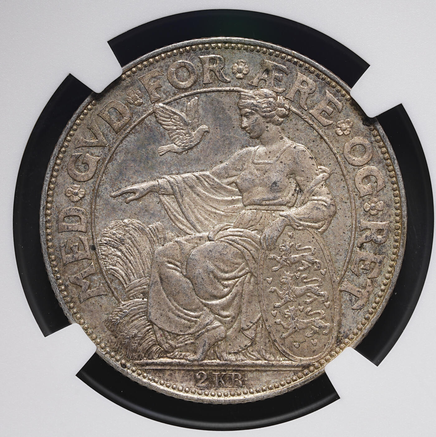 修遠堂世界钱币第三十七期 全场包邮 NGC MS63 1903年丹麦国王登基40周年纪念2克朗银币