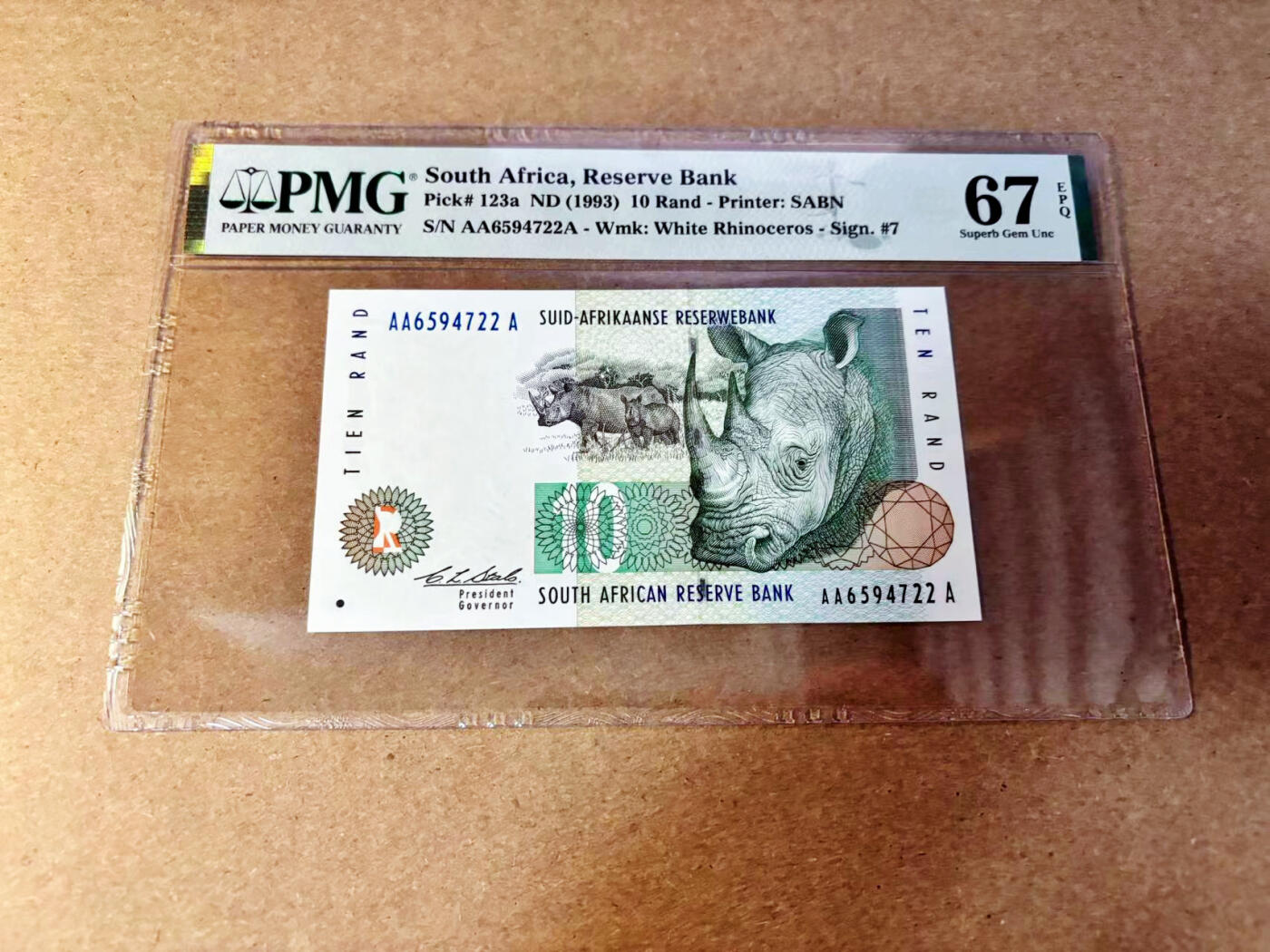 【Blue Auction】✨世界纸币精拍第532期【精】 【AAA】南非 1993年10兰特 PMG67EPQ 高分