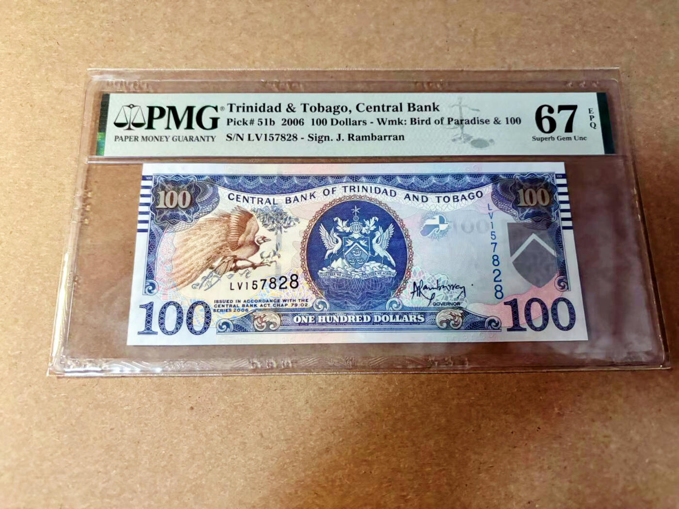 【Blue Auction】✨世界纸币精拍第532期【精】 特立尼达和多巴哥 2006年100元 PMG67EPQ 高分
