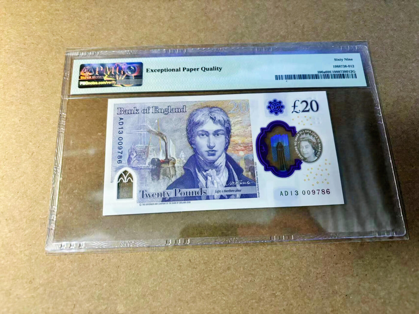 【Blue Auction】✨世界纸币精拍第532期【精】 英国 2018年20镑 PMG69EPQ 近满分 