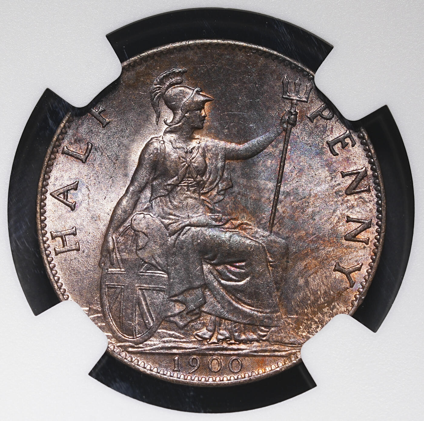 修遠堂世界钱币第三十七期 全场包邮 NGC MS64RB 1900年英国1/2便士铜币