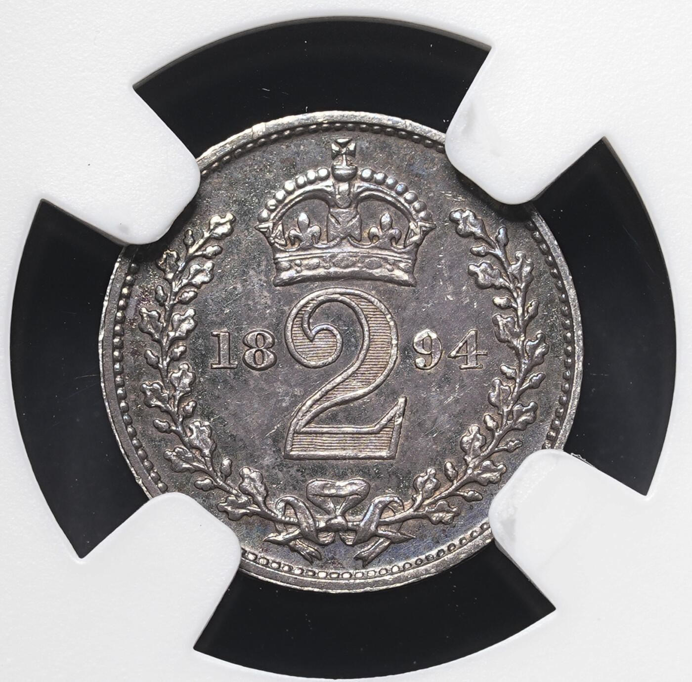 修遠堂世界钱币第三十七期 全场包邮 重包浆 NGC MS63 1894年英国2便士濯足银币