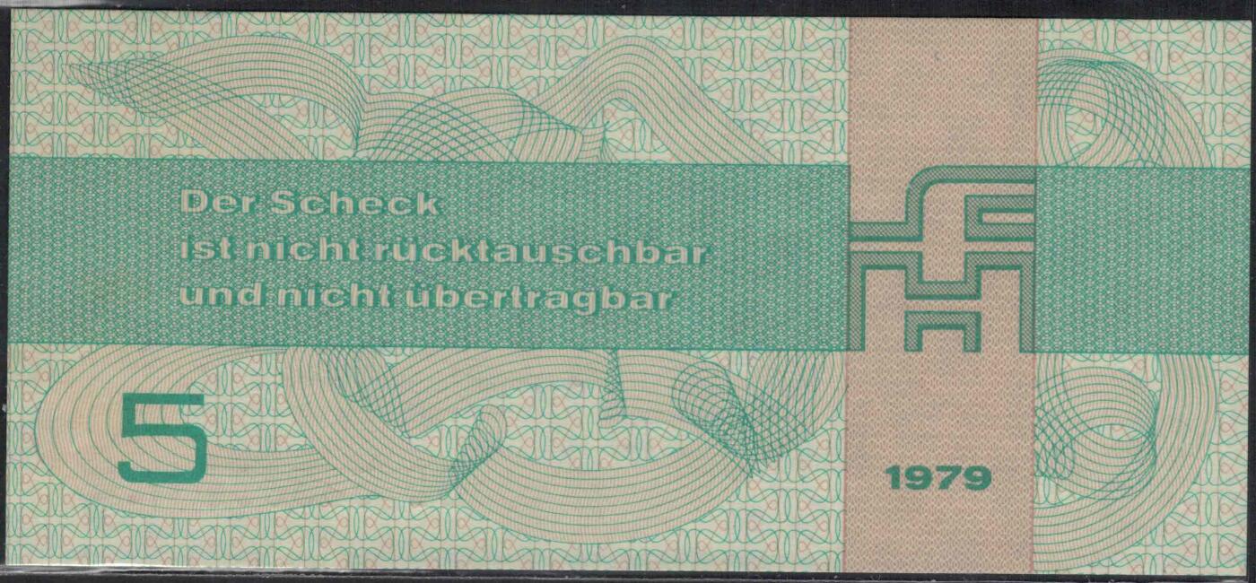 德国(东德 民主德国)1979年5马克 外汇券 333豹子头 实物图 UNC