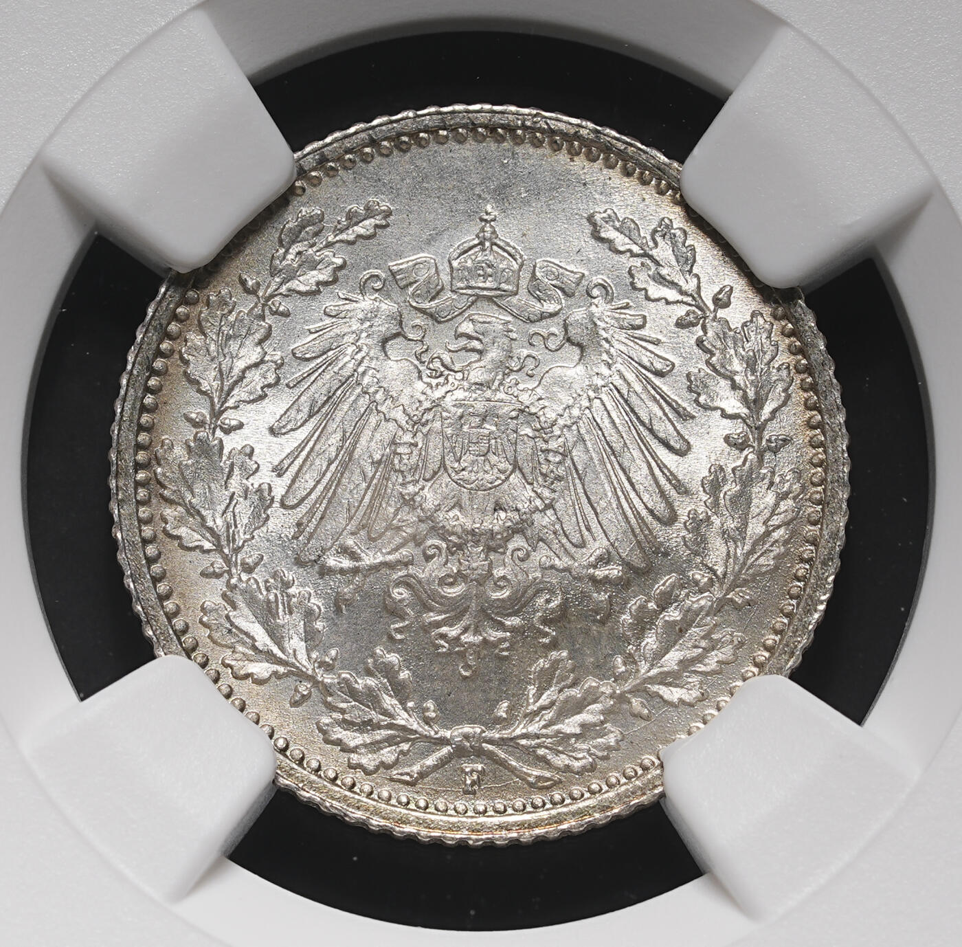 修遠堂世界钱币第三十七期 全场包邮 NGC MS67 1915年德国1/2马克银币 F厂铭